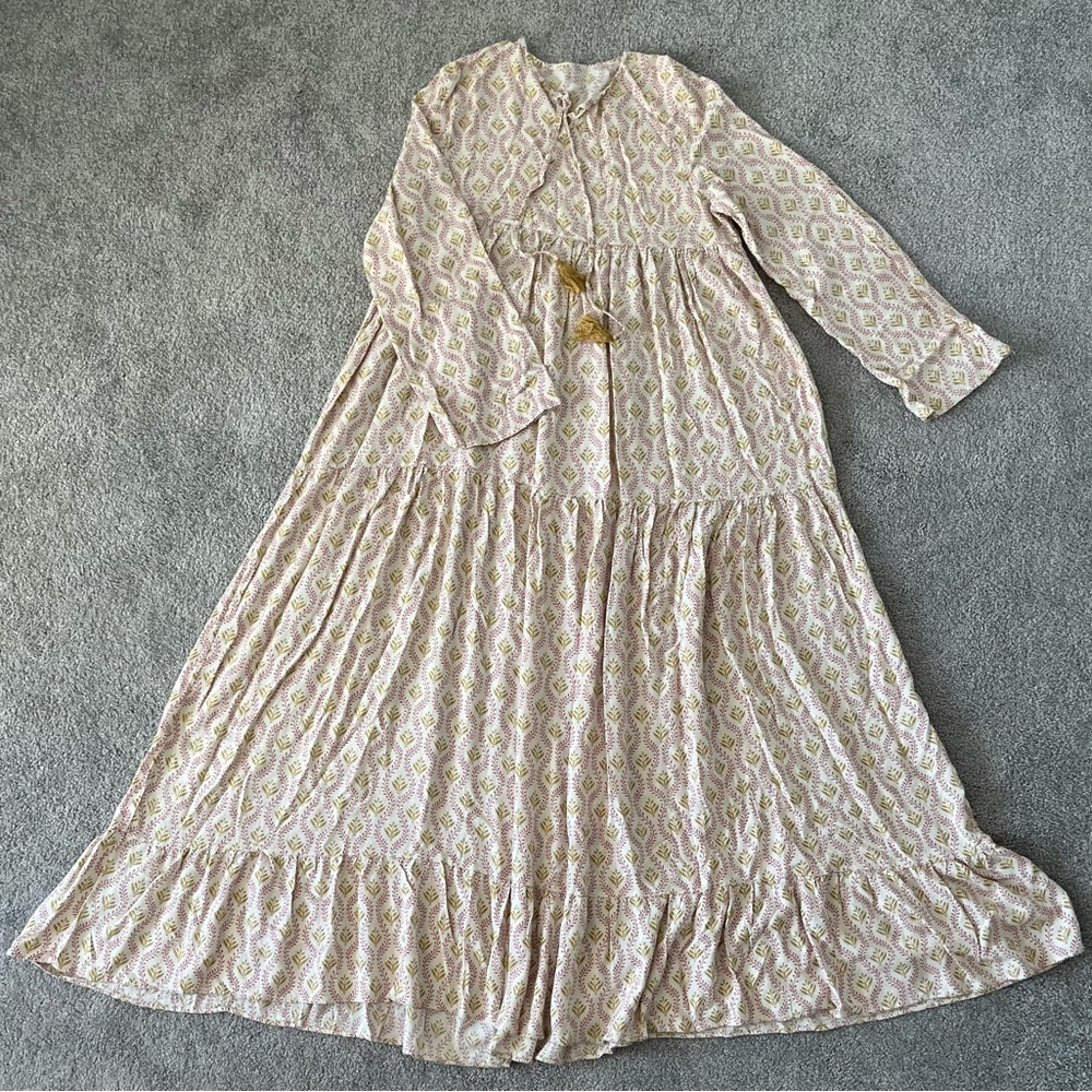 Boho Flowy tiered viscose maxi dress size small